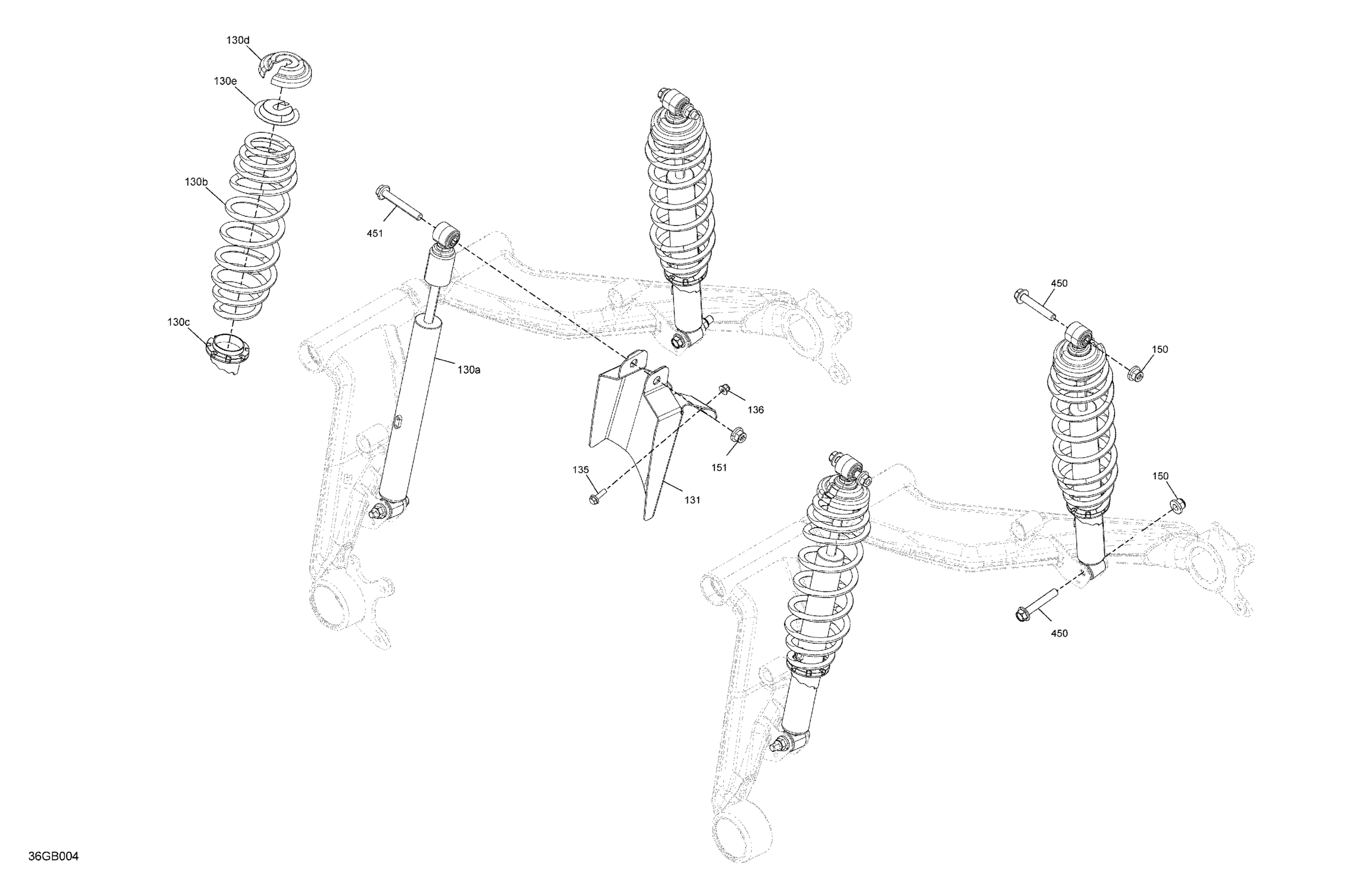 Схема узла: Suspension - Rear Shocks