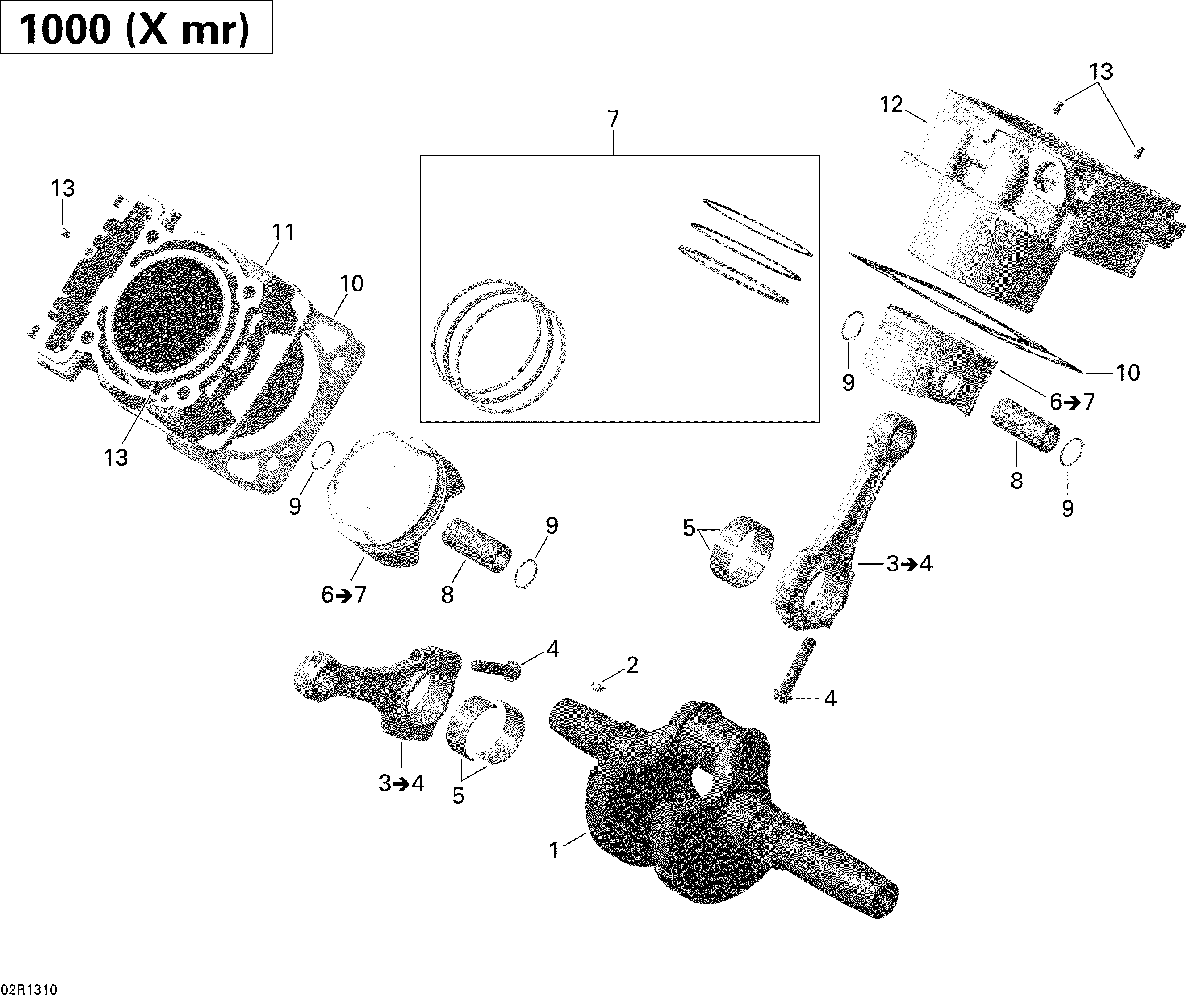 Схема узла: Crankshaft, Piston And Cylinder