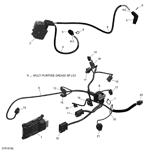 Схема узла: Engine Harness and Electronic Module - 650 EFI (Package PRO)