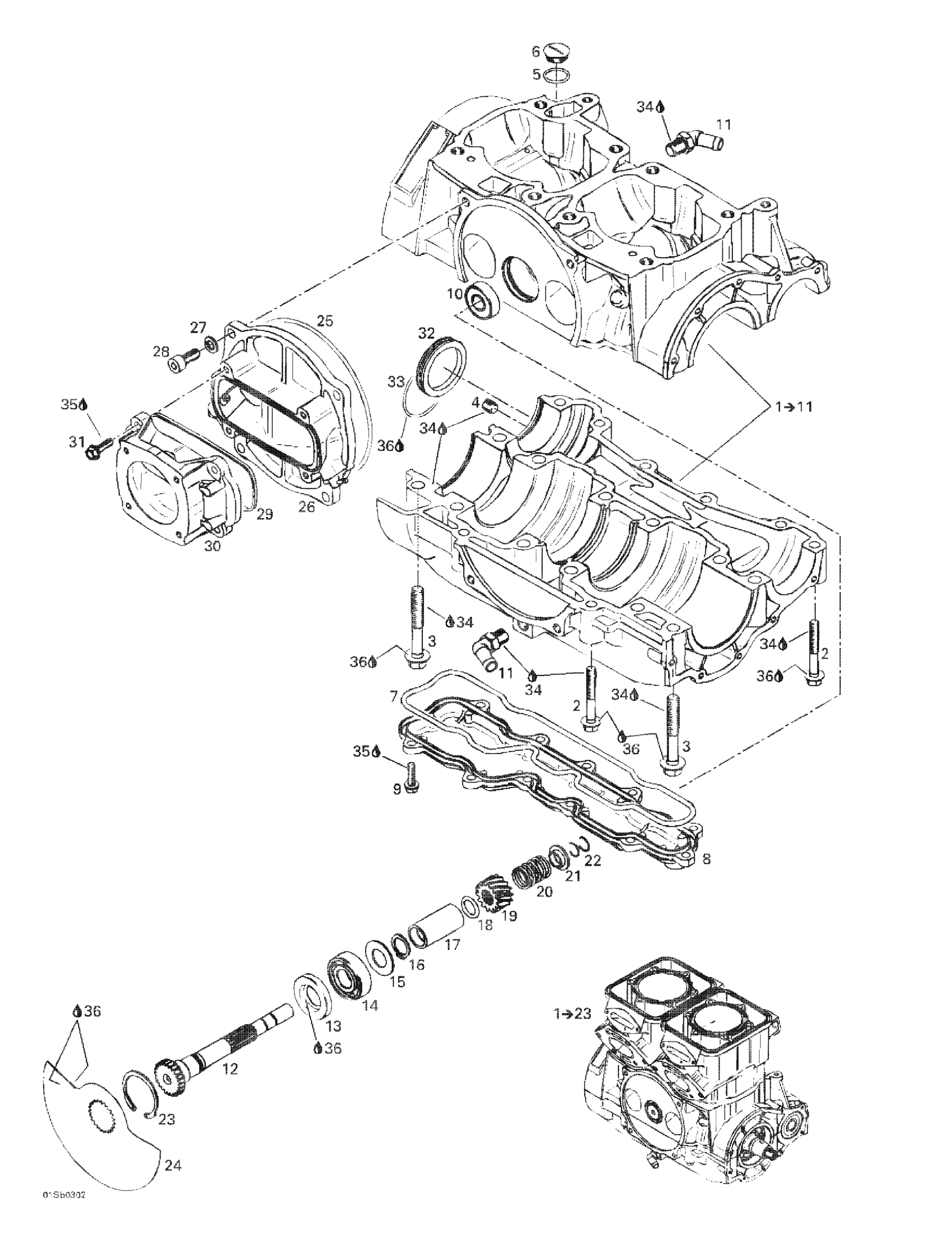 Схема узла: Crankcase, Rotary Valve