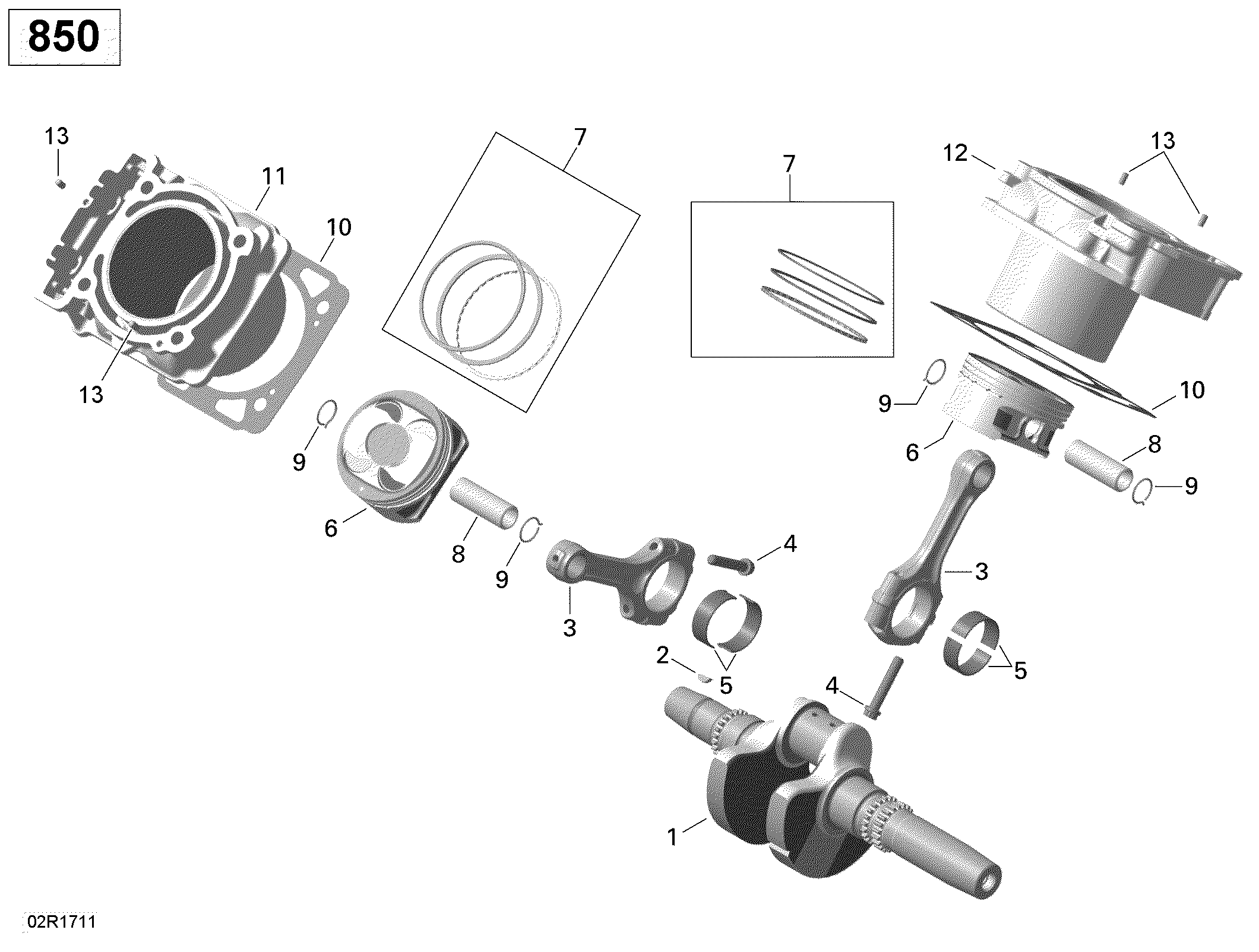 Rotax - Crankshaft, Piston and Cylinder - 850 EFI