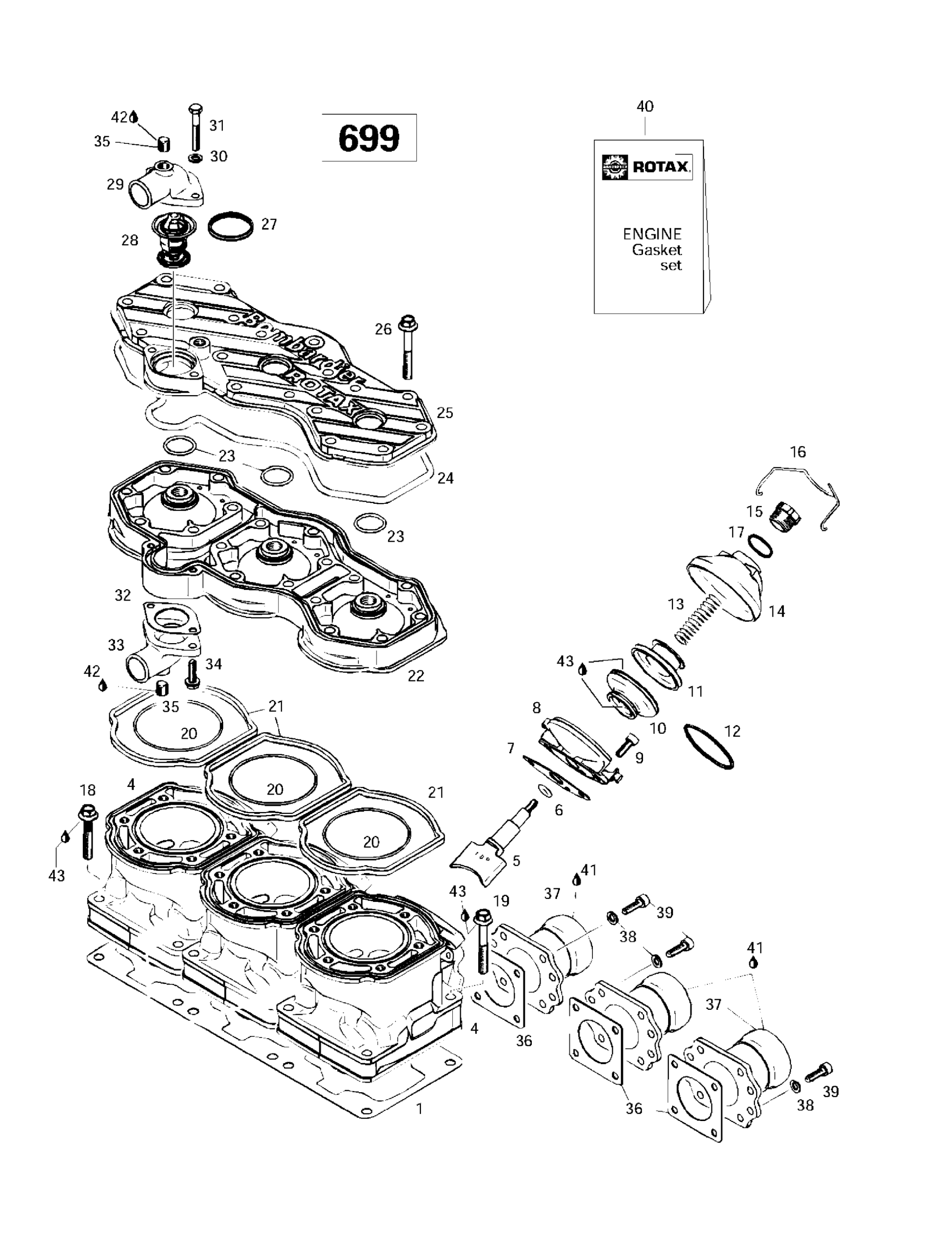 Cylinder, Exhaust Manifold (699)