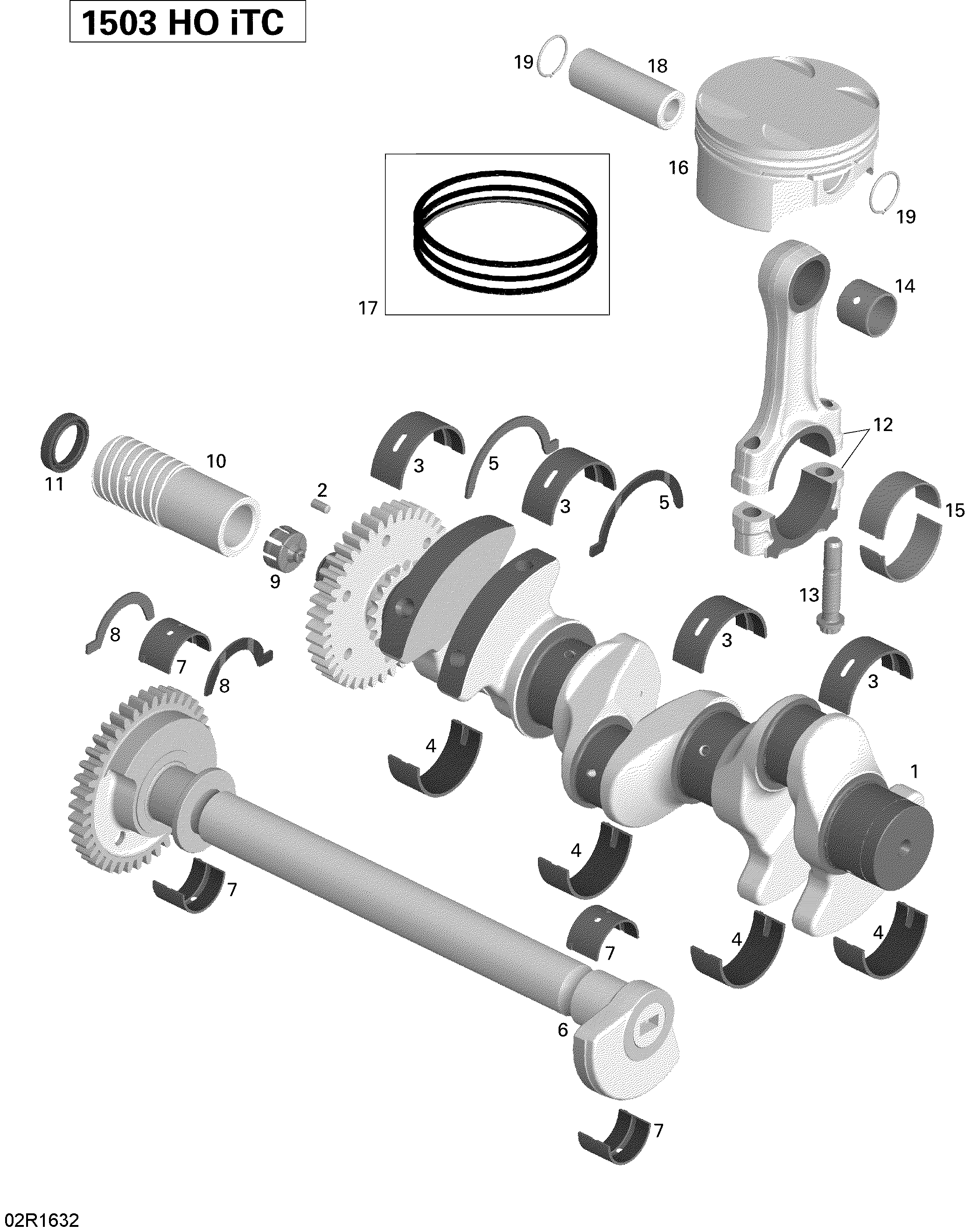 Схема узла: Crankshaft, Pistons and Balance Shaft - 260