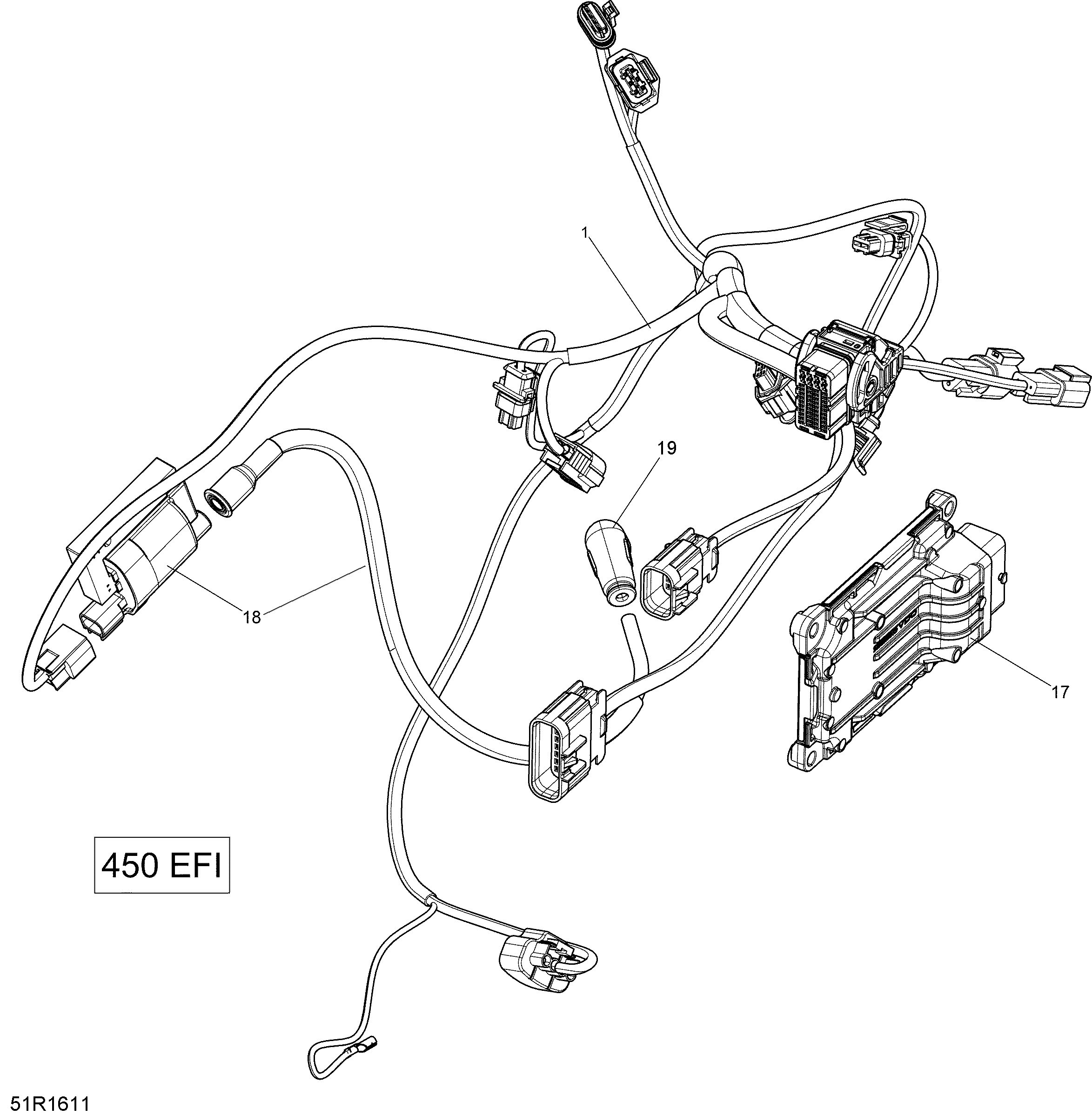 Схема узла: Engine Harness And Electronic Module _51R1501