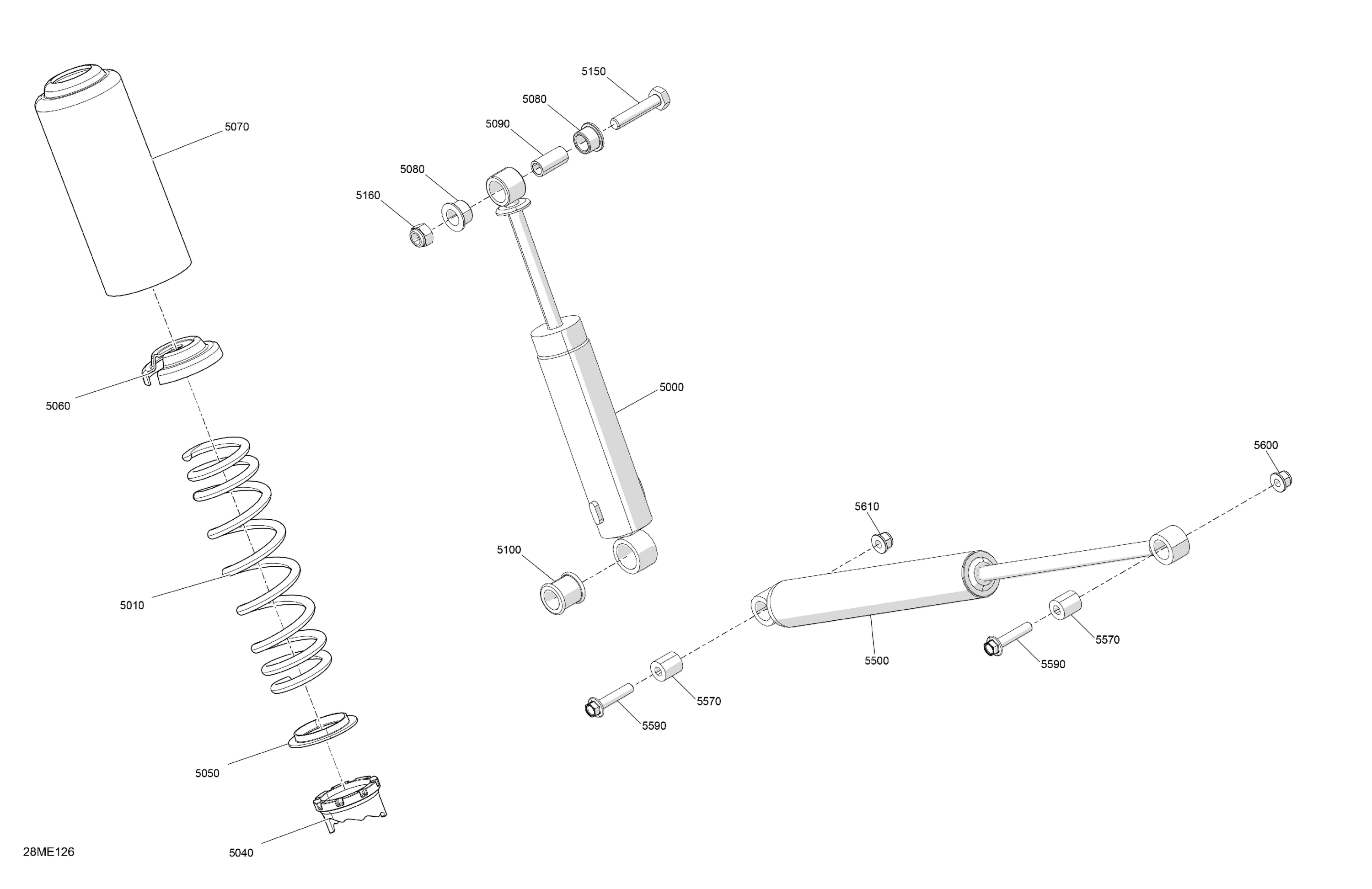 Схема узла: Suspension - Rear Shocks