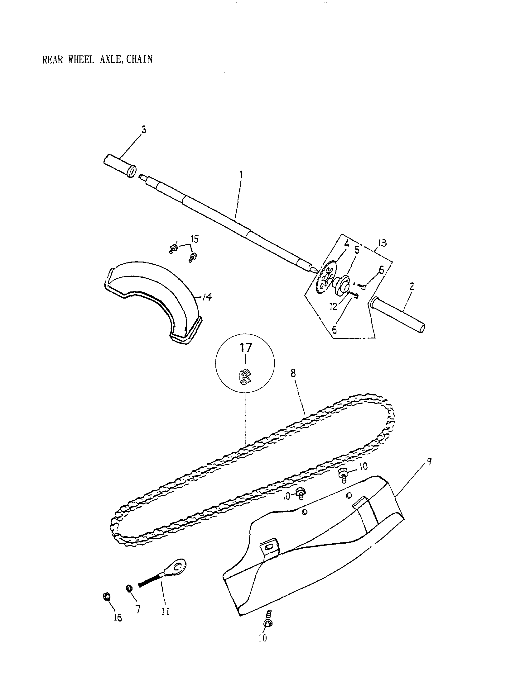 Rear Wheel Axle, Chain