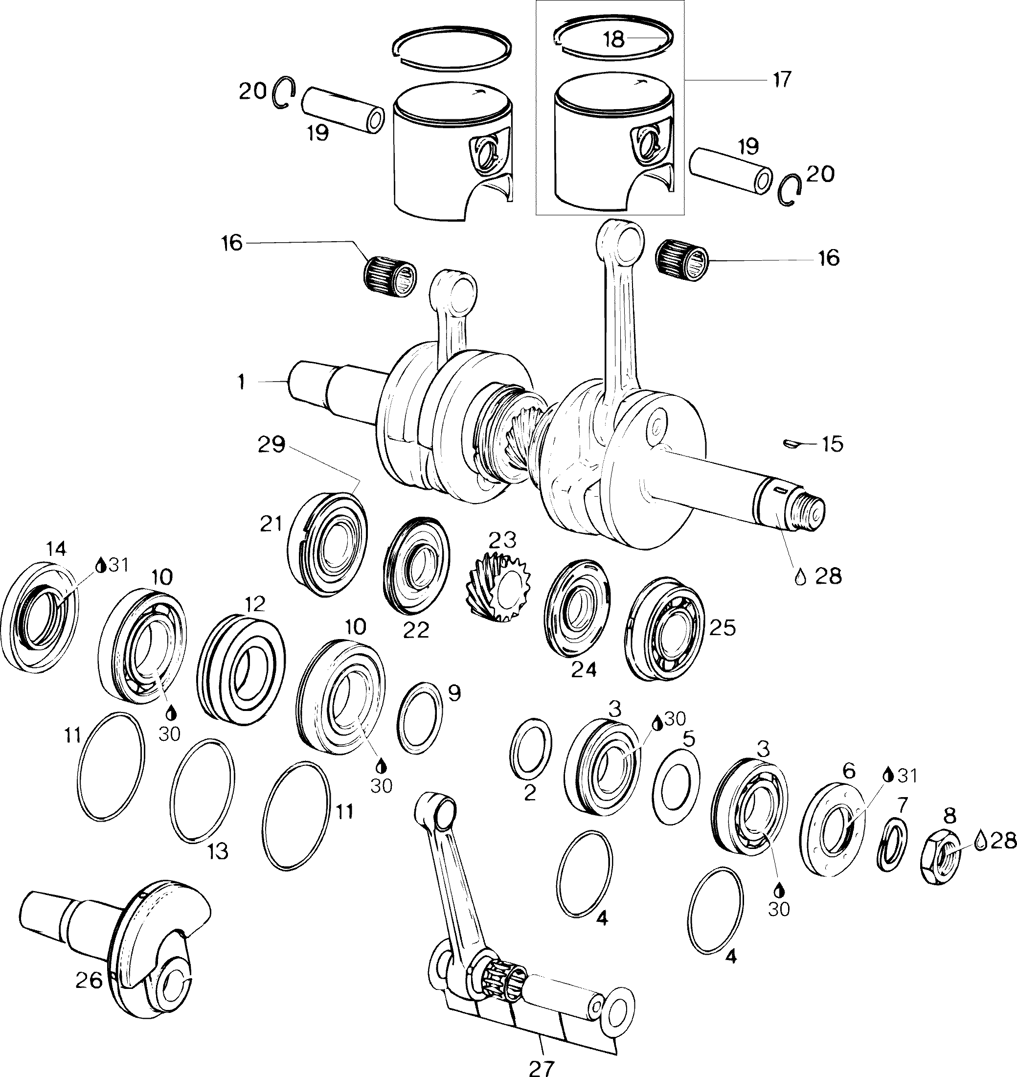 Схема узла: Crankshaft And Pistons