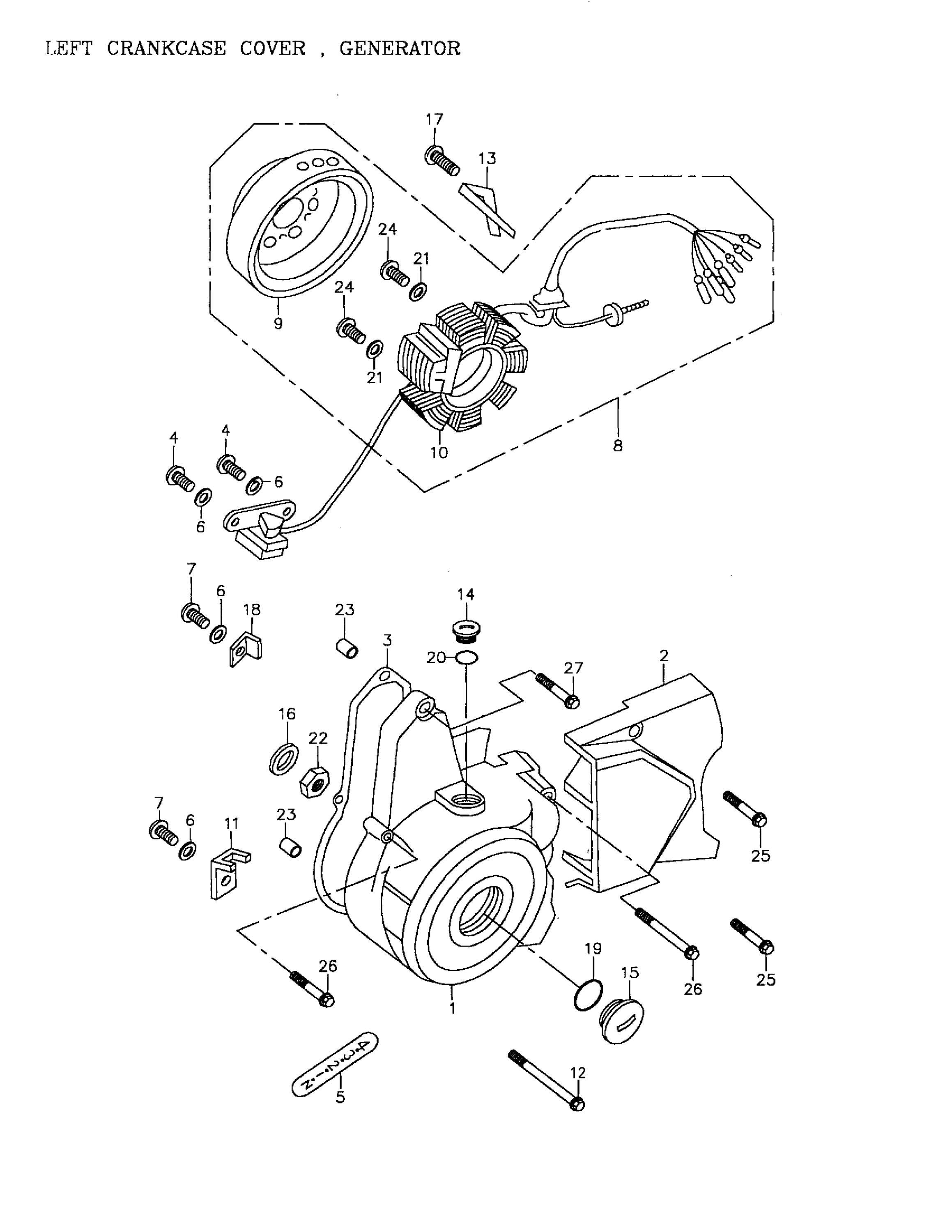 Left Crankcase Cover, Generator