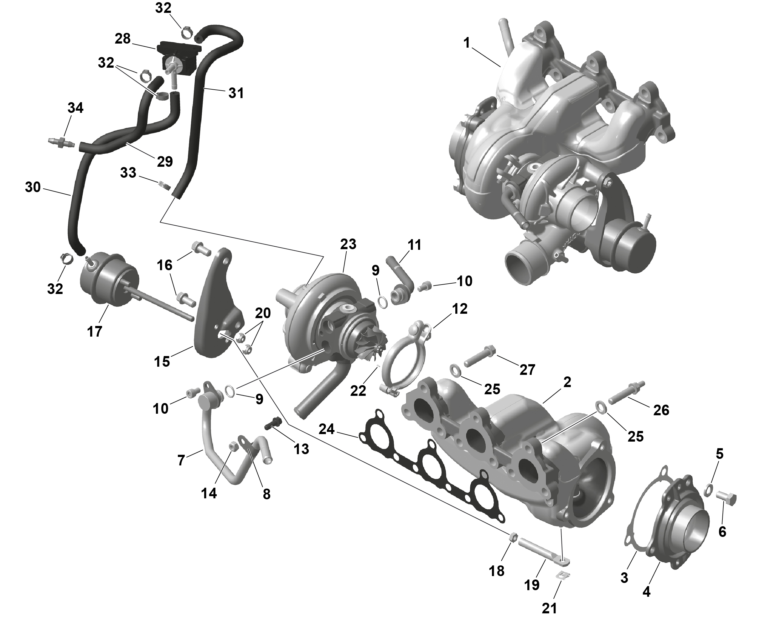 Схема узла: ROTAX - Turbocharger