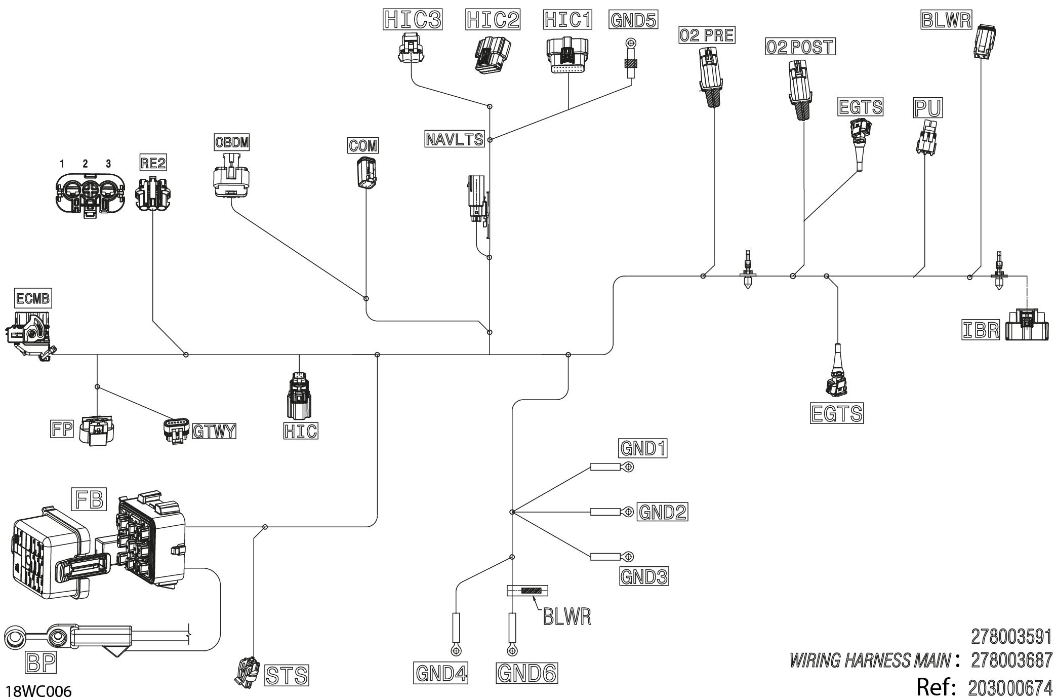 MECHANICS - Main Harness - 278003687 - Model With Catalyst