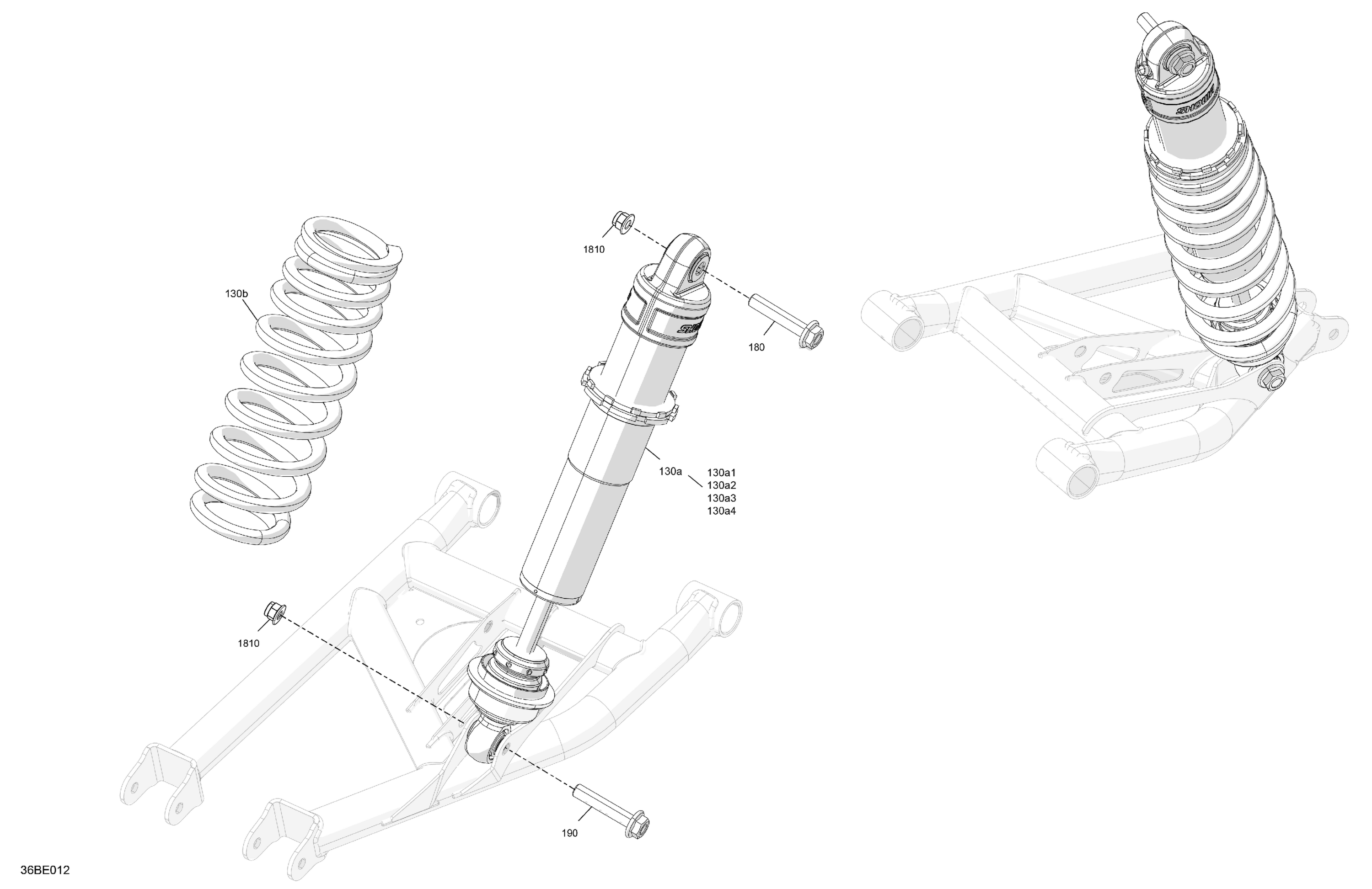 Схема узла: Suspension - Rear Shocks