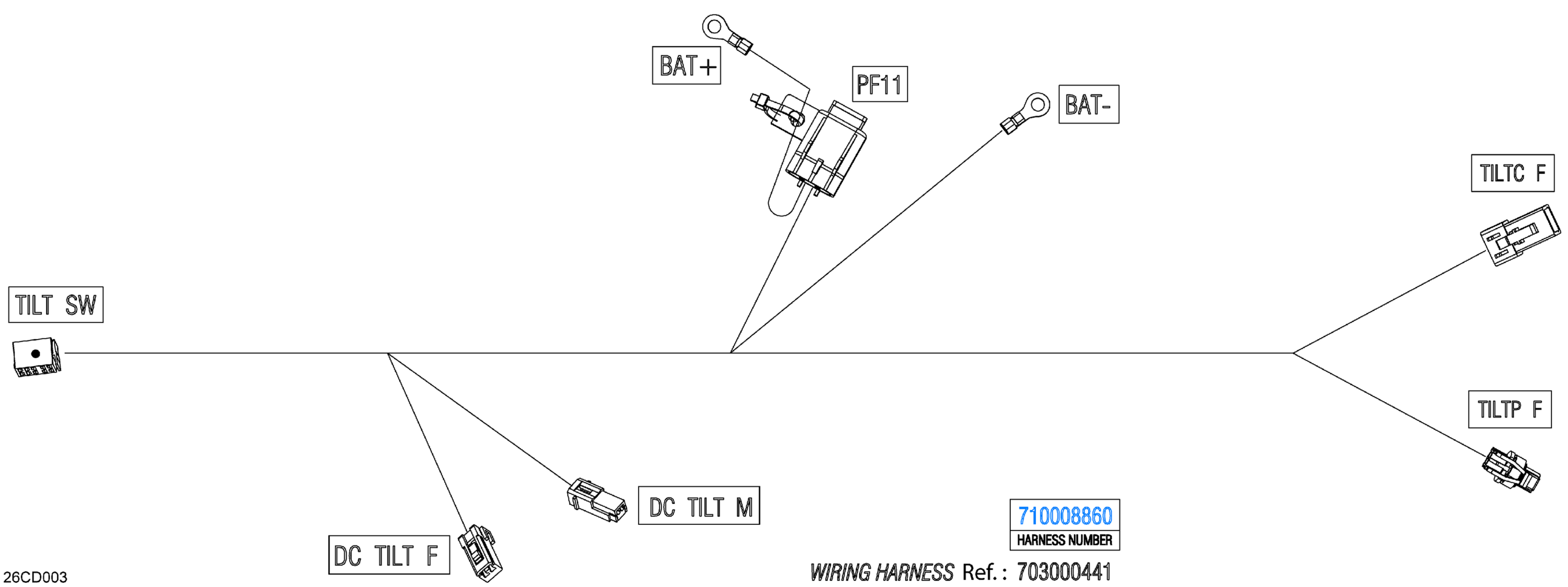 Electric - Tilt Control And Power Wiring Harness