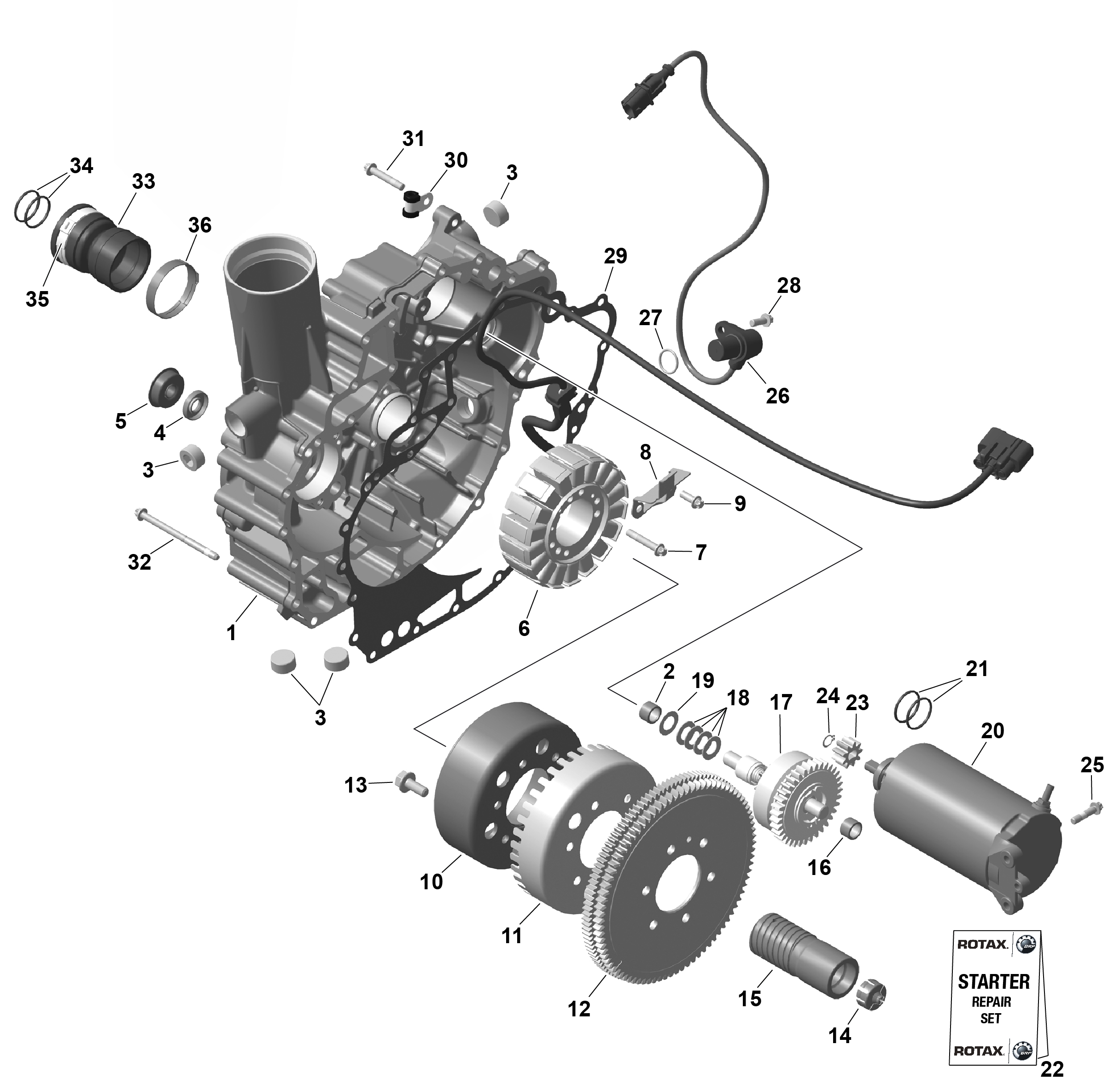 Схема узла: ROTAX - Magneto and Electric Starter