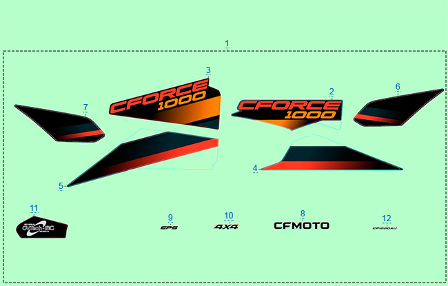 Схема узла: РАСПОЛОЖЕНИЕ СТИКЕРОВ (ОРАНЖЕВЫЙ  LAVA ORANGE) 2022