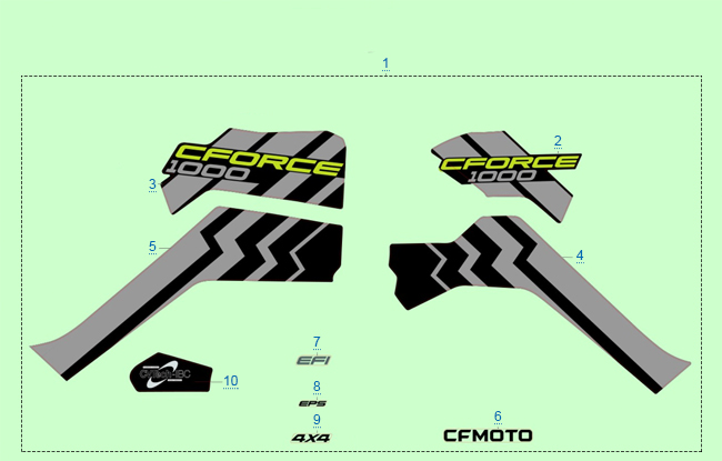 РАСПОЛОЖЕНИЕ СТИКЕРОВ CFORCE (СЕРЫЙ_GHOST GREY) 2021