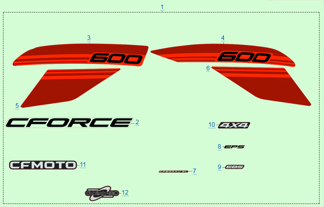 РАСПОЛОЖЕНИЕ СТИКЕРОВ (КРАСНЫЙ _ FORCE RED)