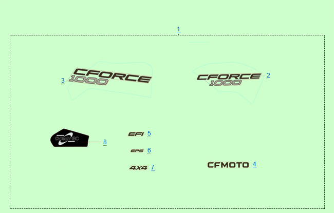 Схема узла: РАСПОЛОЖЕНИЕ СТИКЕРОВ CFORCE (КАМУФЛЯЖ_TRUE TIMBER) 2021